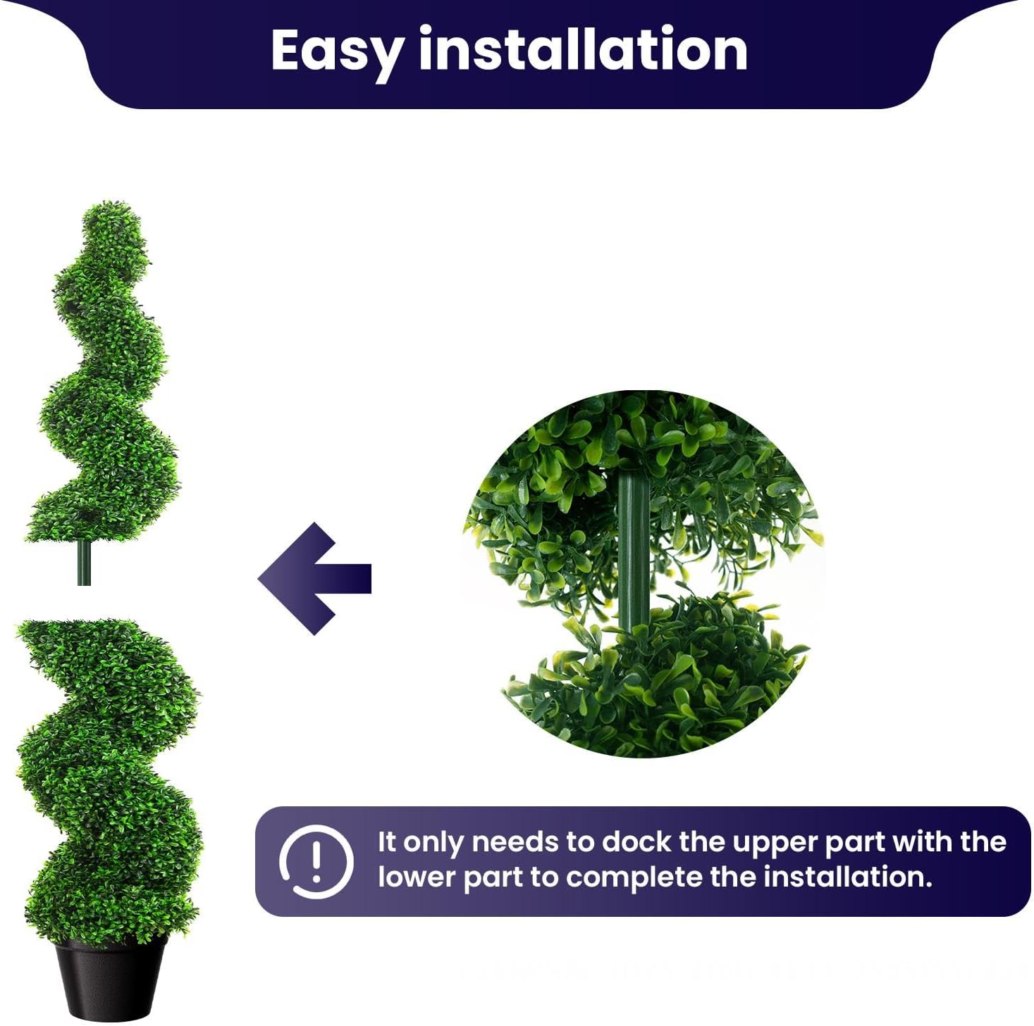 4ft Artificial Boxwood Spiral Tree Set (2 Pieces), Faux Plants Outdoor with Weighted Pot, Artificial Outdoor Plants for Outdoor Walkway & Indoor Decor, Boxwood Topiary, Artificial Trees for Outdoors