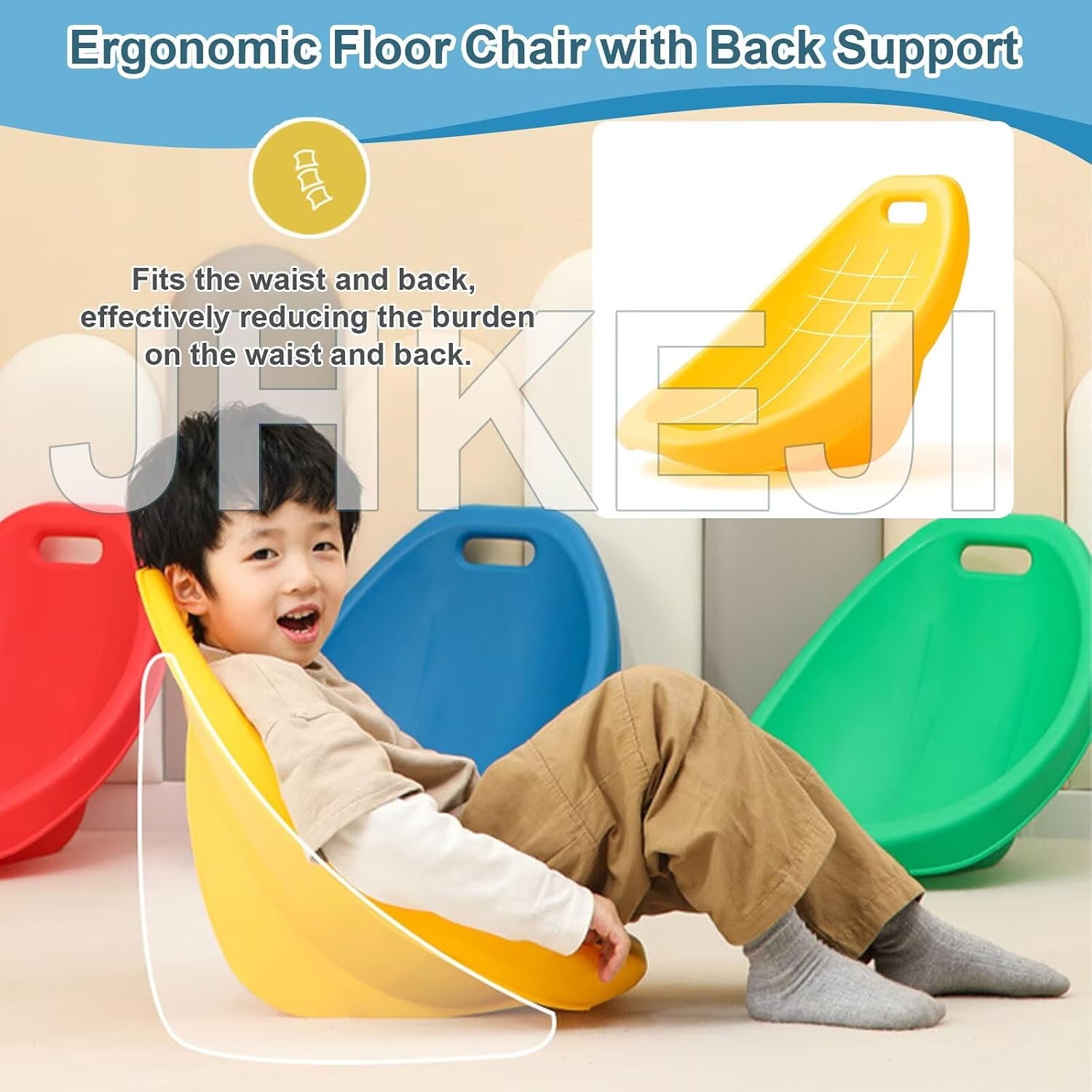 4 Packs Blue, Autism Sensory Rocking Chair, Fun Wobble Chairs for Classroom Elementary, Portable Floor Seating with Back rt, Plastic Reading Chair with Handle for Indoor Outdoor (Red 1 PCS)