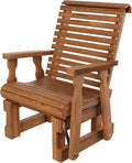 Amish Casual Heavy Duty 600 Lb Roll Back High Back Treated Glider Chair (Oak Stain)