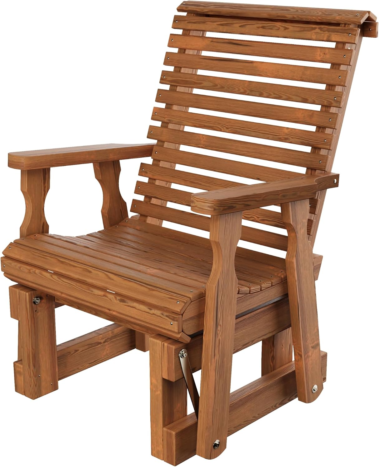 Amish Casual Heavy Duty 600 Lb Roll Back High Back Treated Glider Chair (Oak Stain)
