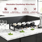 Stackable Wine Rack Countertop, 4 Bottles Wine Bottle Holder for Inside Cabinet, Small Tabletop Wine Holder Stand for Pantry Bar, 1-Tier Angle Adjustable Wine Bottle Rack for Tight Spaces