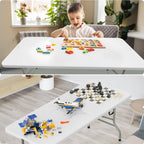 Bonnlo Folding Table 6ft, Portable Collapsible Plastic White Long Tables for Party, Camping, Banquet, Craft, Dining, Wedding, Outdoor and Indoor Use