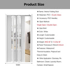 Folding Door PVC White Accordion Partition 80 Inch Tall, Interior Closet Doors with Hardware & Lock, Multifold Plastic Door for Installation (57x80in)