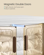 SONGMICS 48QT Plastic Storage Bins with 1 Lid, 4-Tier Stackable Bins with Doors and Wheels, Foldable Storage Boxes, for Closets, Bedroom, Living Room, Office, White URLB450WZ01
