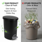Bathroom Trash Can, 2.6 Gallon Small Garbage Can with Lid & Step Pedal, Slim Wastebasket with Removable Inner Bucket, Modern Trash Bin for Bedroom, Toilet, Office, Living Room