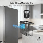 2 Pcs Magnetic Basket Fridge Dryer Ball Holder for Laundry Room Organization and Storage, Magnetic Lint Bin Home Organization for Laundry Room, Kitchen & Office Class School (Black, L&XL-2pcs)