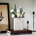 Ceramic Book-Shaped Vase for Flowers, Book Lovers Gifts Planter Pot, Aesthetic Room Decor Cute Unique Flowers Vases for Home, Bookshelf, Bookish, Bedroom & Office Decor for Women, Reader Gift (White)