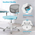 Costzon Kids Desk Chair, Adjustable Children Study Computer Chair with Arms & Wheels, Student Swivel Rolling Task Chair, Ergonomic Kids Office Chair for Boys Girls Age 4-12, Home Bedroom School, Blue