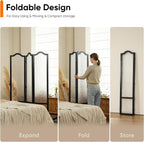 JOSTYLE Acrylic Room Divider, Black, 3-Panel, 67" H x 47.2" W | Folding Privacy Screen, Frosted Glass Like, Wood Frame, For Bedroom Office & Loft