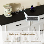 56" Modern Farmhouse Sideboard Buffet Cabinet with 4 Doors and 2 Drawers, Kitchen Storage Cabinet with Adjustable Shelves, Coffee Bar with Charging Station for Living Room, White