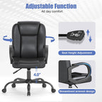 Executive Office Chair, Leather Desk Computer Chair with Armrests, Mid-Back Swivel Adjustable Ergonomic Design for Home Office, 10PC, Black