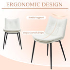AVAWING Dining Chairs Set of 4, Faux Leather Upholstered Kitchen Chairs with Button Tufted Back and Adjustable Footpads, Armless Accent Chairs for Dining Room and Living Room, White