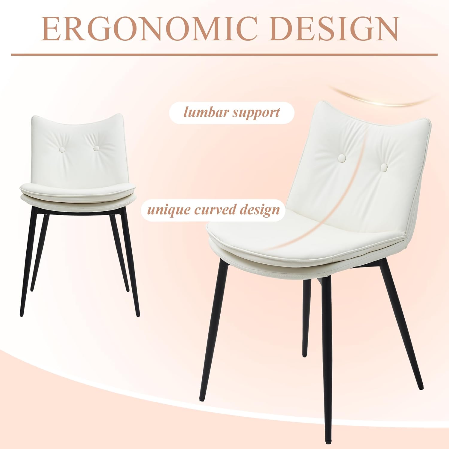 AVAWING Dining Chairs Set of 4, Faux Leather Upholstered Kitchen Chairs with Button Tufted Back and Adjustable Footpads, Armless Accent Chairs for Dining Room and Living Room, White
