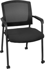 Romig Knight Multi-Purpose Mesh Side Chair with Casters – Ergonomic Rolling Guest Chair with Padded Seat & Arms for Office, Conference Room & Training Spaces (Black)