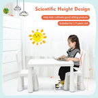 Toddler Table and Chair Set, Plastic Kid Activity Table & 2 Chairs, 3-Piece Children Playroom Furniture Set for Reading, Writing & Painting, Kids Table and Chair Set for Age 3-7 (White)