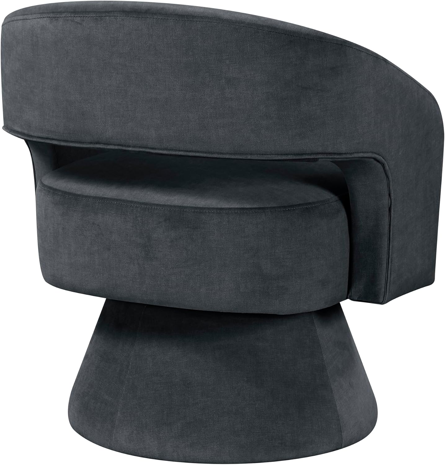 Lexicon 360 Degree Swivel Accent Chair, Modern Comfy Velvet Round Barrel Chair, Open Back, Plush Foam Cushions, Metal Swivel Base for Living Room/Bedroom/Office/Small Spaces, Dark Gray