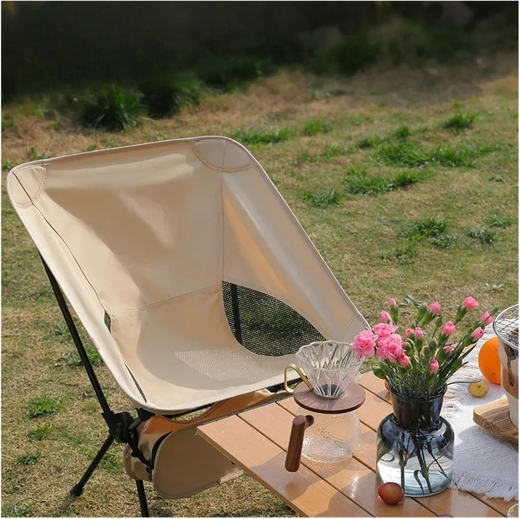 Ultralight Foldable Moon Camping Chair Set | Lightweight Backpacking Leisure Chairs for Garden, Picnic, Beach and Fishing(High back-navy)