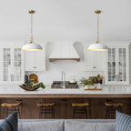 Lingkai 15.7" Pendant Light Fixtures, Farmhouse Pendant Lights Kitchen Island, White Hanging Ceiling Light for Kitchen Island Dining Room