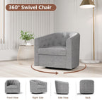Simore Swivel Accent Chair for Living Room, Breathable Fabric Round Swivel Barrel Chair Armchair for Nursery Office Bedroom, Dark Gray