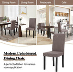 GOFLAME Upholstered Dining Chairs Set of 2, Fabric Kitchen Chairs with Padded Seat, Tilt Backrest, Rubber Wood Legs, Armless Side Chairs for Dining Room, Living Room, Restaurant, Brown