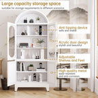 PAOFIN 73" Metal Tall Arched Kitchen Pantry Cabinet, Modern Farmhouse Kitchen Storage Cabinet with 3 Adjustable Shelves, White