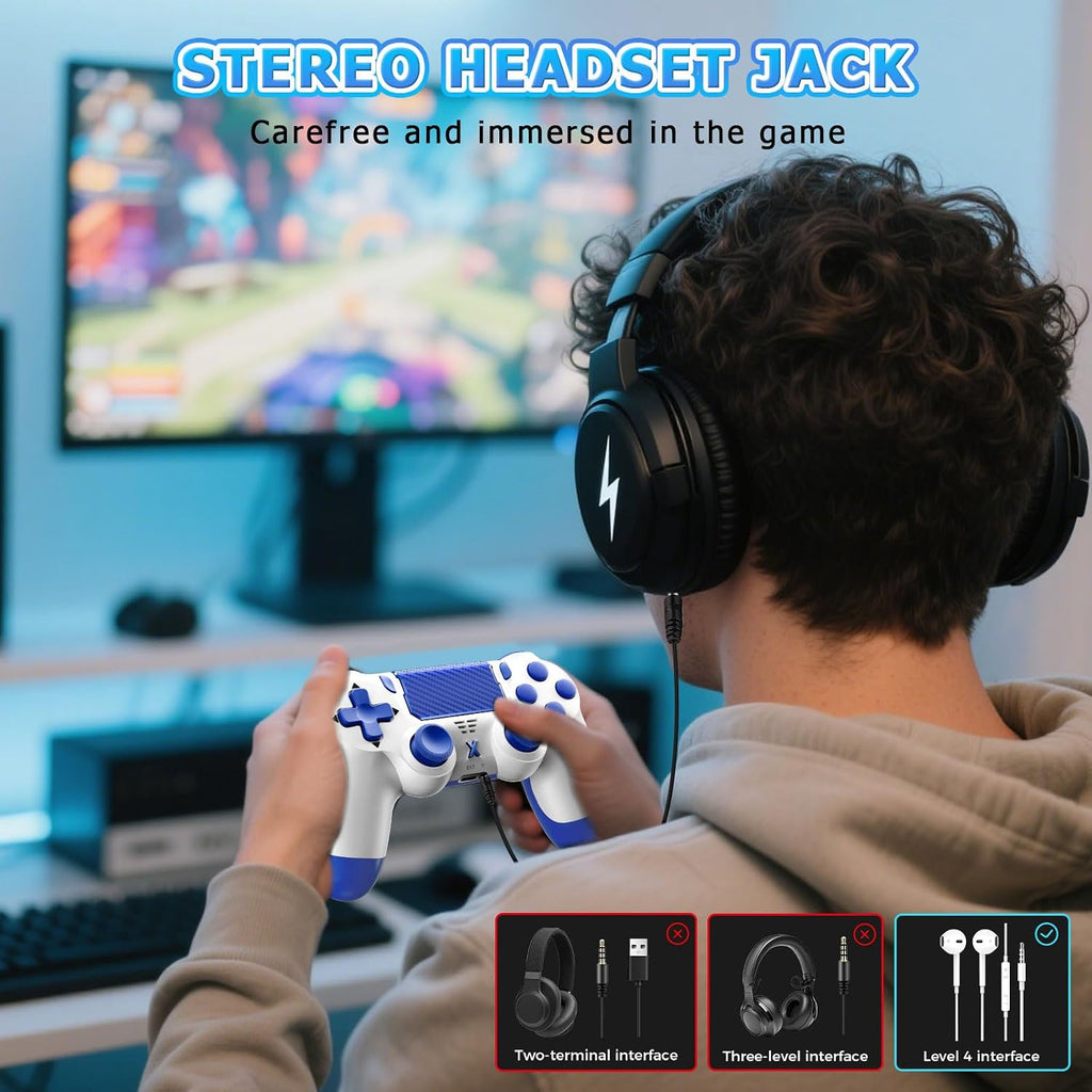 Puiseno Wireless Controller for PS-4, Dual Vibration Game Joystick/Motion Sensing/Touchpad/Speaker/3.5mm Audio Jack Headphone, Upgraded Six-Axis Sensor, Compatible with PS4/Slim/Pro Console/PC (Sky blue)