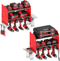 CCCEI Pack of 2 Modular Power Tools Organizer, Drills and Battery Storage Wall Mount, Garage Shop Organization, Anniversary, Birthday, Gifts for Men, Father, Red.