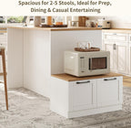 70.8" Farmhouse Kitchen Island with Charging Station, 3 Drawers & Cabinets, Large Small Combo Buffet Table with Adjustable Shelves, Butcher Block Countertop, Kitchen Dining Room, White
