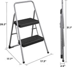CoscoProducts COSCO 11137PBL1E 2 Household Folding Step Stool, ANSI Type 3, 200 lb Weight Capacity, Platinum