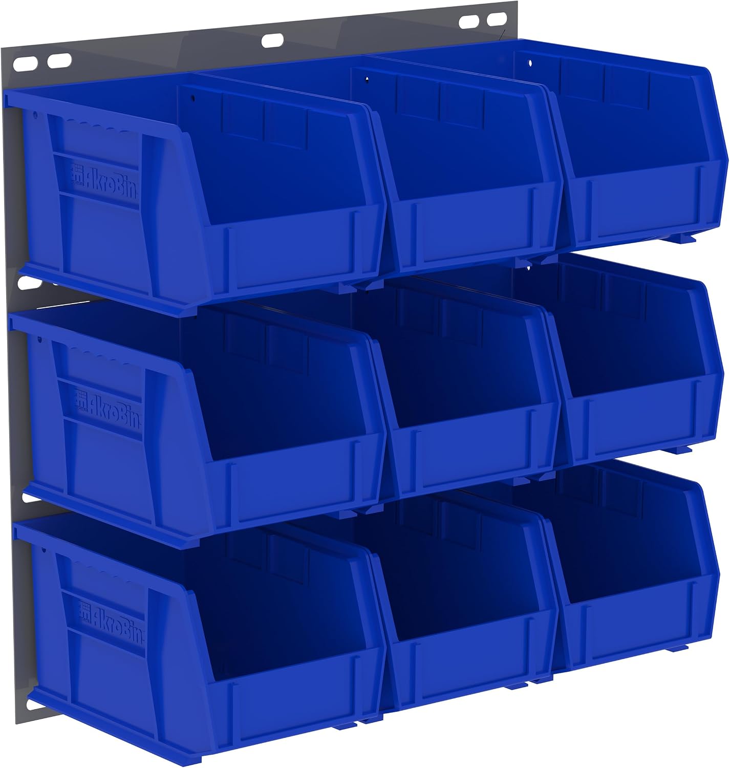 Akro-Mils 18"x19" Steel Wall Mount Louvered Panel with 12-Pack of 9 x6 x5 AkroBins Stackable Plastic Storage Bins (Red), Organization Bundle for Garage, Workshop, Classroom