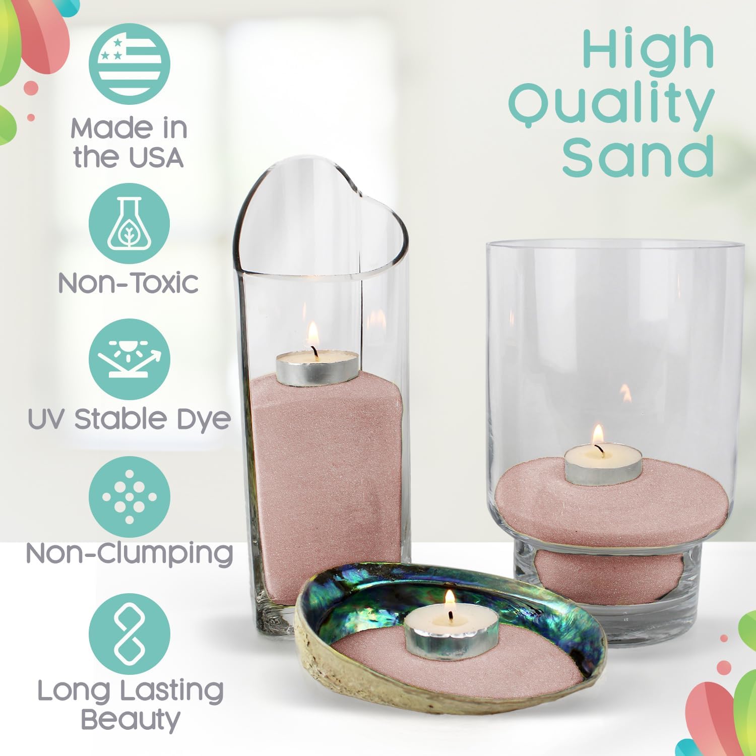 Sandsational Sparkle Ballet Pink Unity Sand, 1 LB (16 oz), Neutral Pink Colored Sand for Weddings, Vase Filler, Home Decor, Crafts, Terrariums, and More