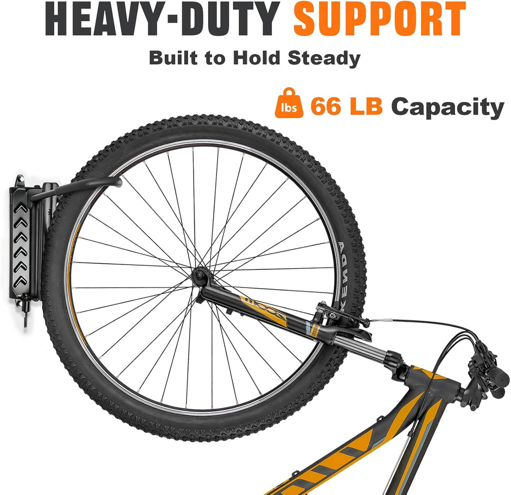 QAQ Swivel Bike Wall Mount, Vertical Bike Rack Garage Holds Up To 66lbs, Bike Hooks For Garage Space-Saving, Easy To Install -1 PACK