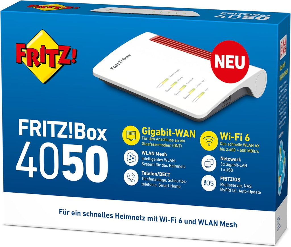 FRITZ!Box 4050 wireless router Dual-band (2.4 GHz / 5 GHz) Gigabit Ethernet Black,White