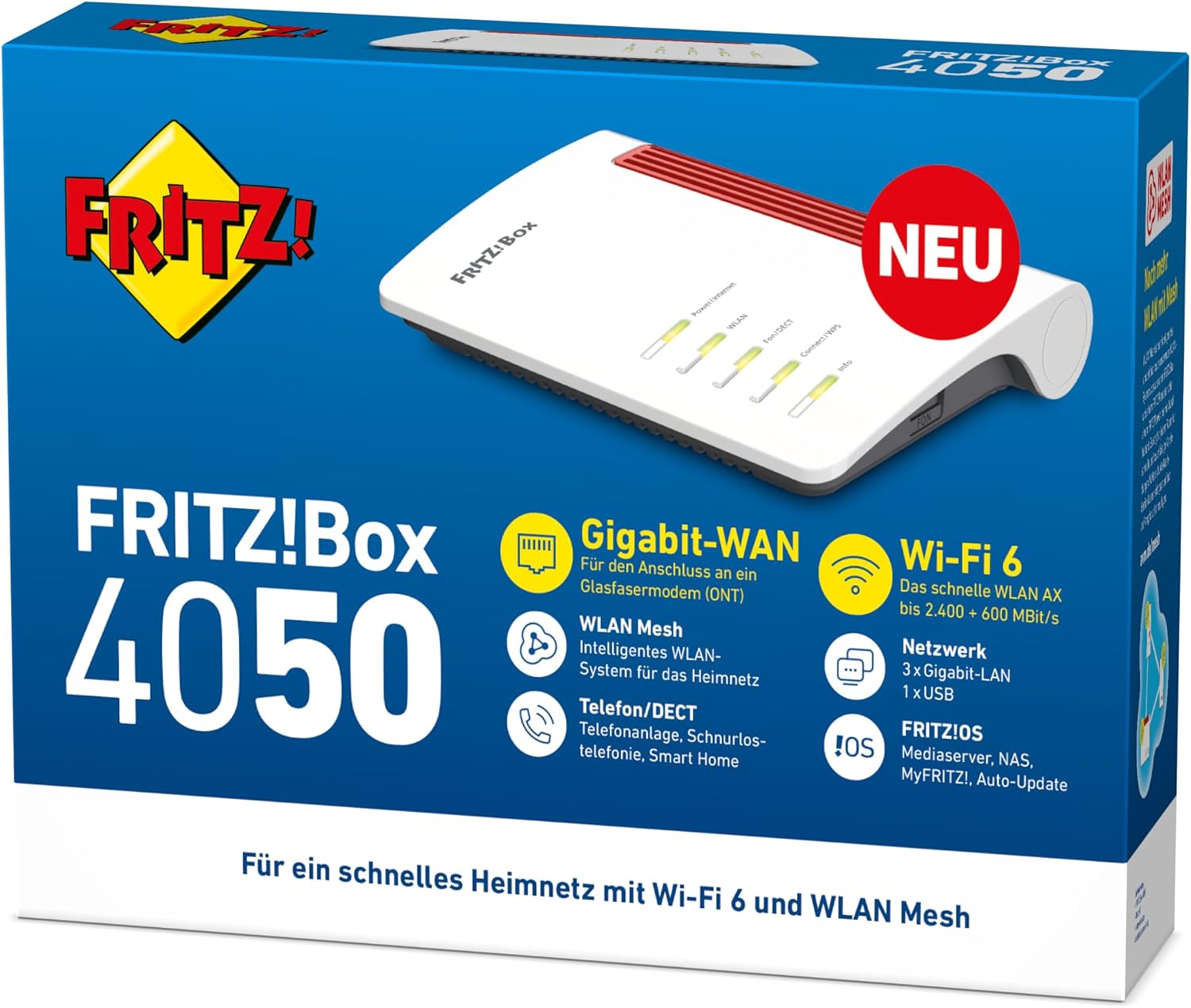 FRITZ!Box 4050 wireless router Dual-band (2.4 GHz / 5 GHz) Gigabit Ethernet Black,White