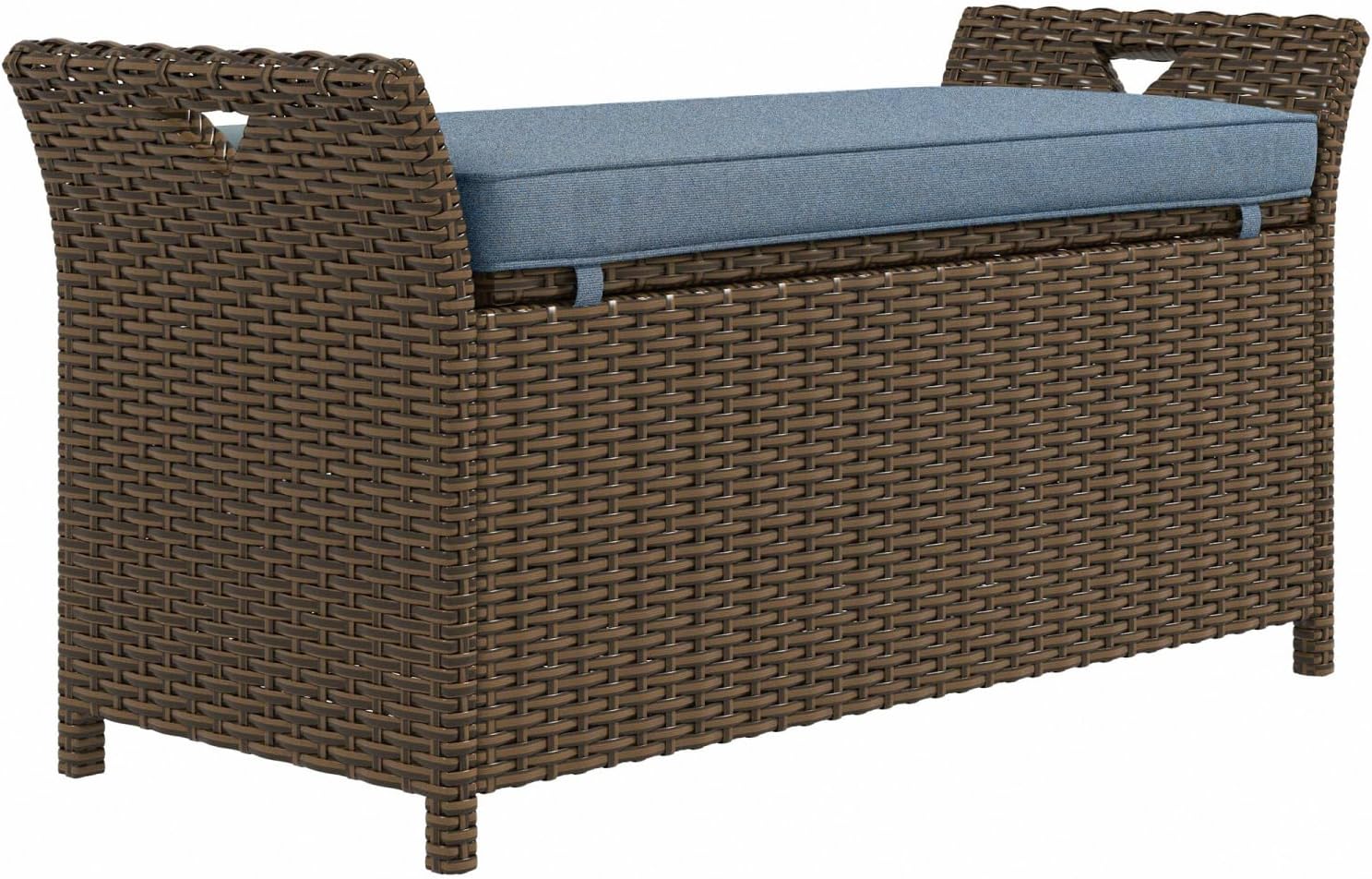 Geelife 27 Gallon Patio Wicker Storage Bench - Steel Blue - Storage and Patio Furniture - Porch & Patio - Outdoor Ready