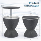 Giantex Outdoor Ice Cooler Side Table with Adjustable Height, 8 Gal Beverage Bucket with Drain Plug, Rattan Patio Bar Table for Poolside, Deck, BBQ & Backyard Parties