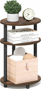 Furinno Turn-N-Tube Side Table, 3-Tier Oval End Table, Night Stand, Bedside Table, for Living Room, Bedroom, Amber Pine