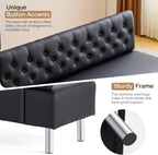 OmySalon Waiting Room Bench with Back, 58.6’’ Office Guest Chair Upholstered Reception Seating, Lobby Furniture for Beauty Salon Barbershop Airport Bank Hall Room Conference, Button Tufted, Black