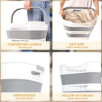 OOAMBB 43L+43L Collapsible Laundry Baskets plastic, Pop Up Laundry hamper/Storage Container, Foldable Laundry Basket with Handles, Durable,Space Saver (Grey, 2 Packs)