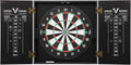 Viper Hideaway Dartboard Cabinet Set with Steel-Tip Dart Board, Reversible Board with Baseball Game Option, Two Sets of Darts, Chalk Scoreboards, and Matte Black Finish