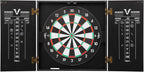 Viper Hideaway Dartboard Cabinet Set with Steel-Tip Dart Board, Reversible Board with Baseball Game Option, Two Sets of Darts, Chalk Scoreboards, and Matte Black Finish