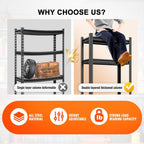 3-Tier Small Bookcase & Office Side Table, Black Industrial Bookshelf, Adjustable Metal Stand, Versatile Side Shelf for Movies, CDs & Books, Storage Rack for Small Spaces