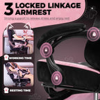 GTPOFFICE Cute Gaming Chair with Cat Ears,Ergonomic Computer Chair with Footrest Cat Paw Lumbar Support Comfortable Reclining Game Chair Desk Chair for Adult Teens, Soft Fabric, Pink Black