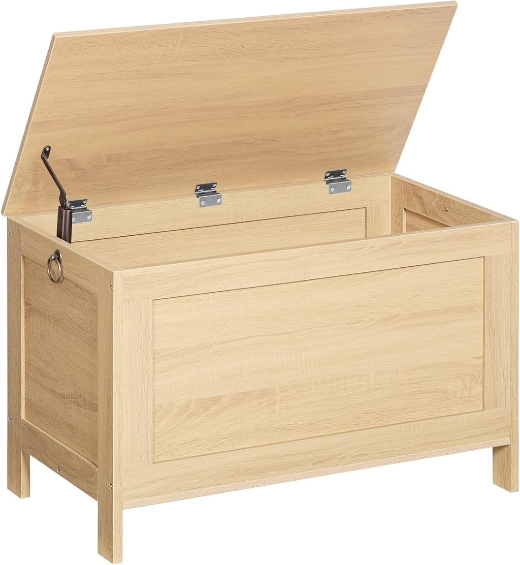 HOOBRO Toy Box, Retro Wooden Look Storage Chest with Safety Hinge, Entryway Storage Bench Supports 220 lb, 29.9 x 15.7 x 18.9 Inches Toy Chest Organizer, Easy Assembly (Natural) NL75CW01G2