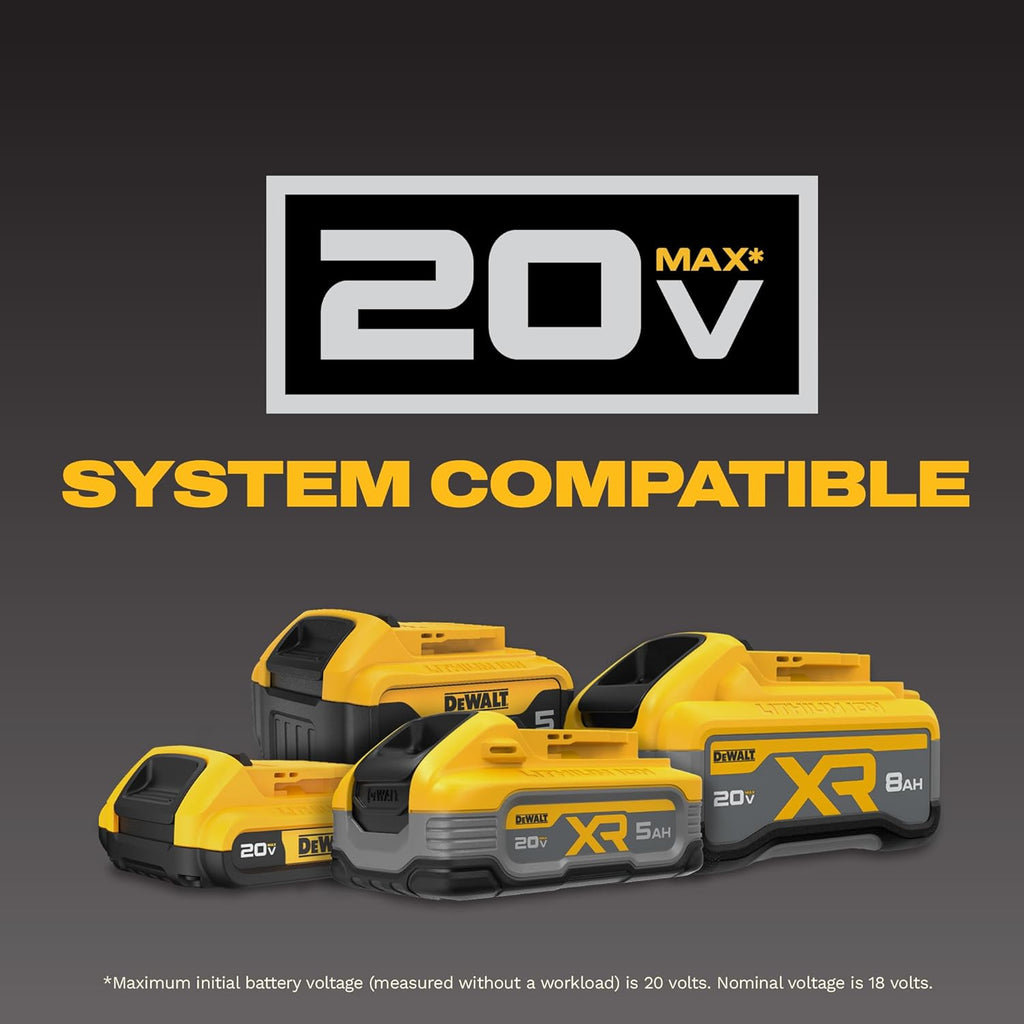 DEWALT 20V MAX Portable Fan, Battery Powered Rechargeable Cordless Shop Fan, Up to 4.5 Hrs Runtime, Variable Speed, 650 CFM, Tool Only (DCE512B)