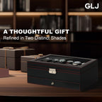 Watch Box for Men, 12 Slot Watch Case, Men's Jewelry Box With Drawer, Man Jewelry Accessory Organizer Case with Large Window, 2-Layer Watch Holder, PU Leather, Fathers Day Gift for Dad