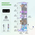 HNEBC Glass Display Cabinet, LED Display Case with RGB Lighting, Lockable Curio Cabinet with Explosion-Proof Glass Doors for Collectibles,5-Tier China Cabint with Motion Sensor Light-White