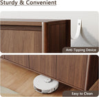 CHUWELL 59" Walnut Sideboard Buffet Cabinet, Mid Century Modern Storage Cabinet with 4 Doors & Adjustable Shelves, Coffee Bar Table with Solid Wood Legs for Dining Room, Living Room