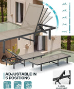 Chaise Lounge Outdoor, Aluminum Pool Lounge Chairs with Wheels, 5 Adjustable Backrest - Easy to Move- Outdoor Lounge Chairs for Deck, Beach, Poolside (Khaki)