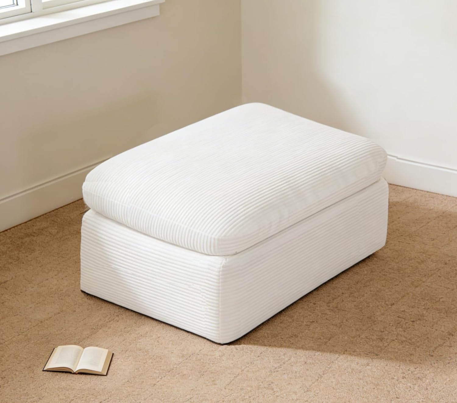 Ottoman for 112" Cloud Sectional Couch, Ottoman Seat for Boneless Couches, Deep Seat, Comfy Soft Cushions, No Assembly, Beige